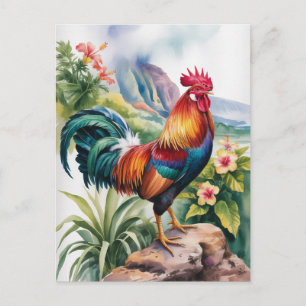 Kauai Rooster watercolor Postcard
