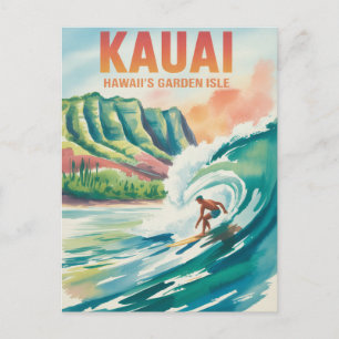Kauai Surfing watercolor Postcard