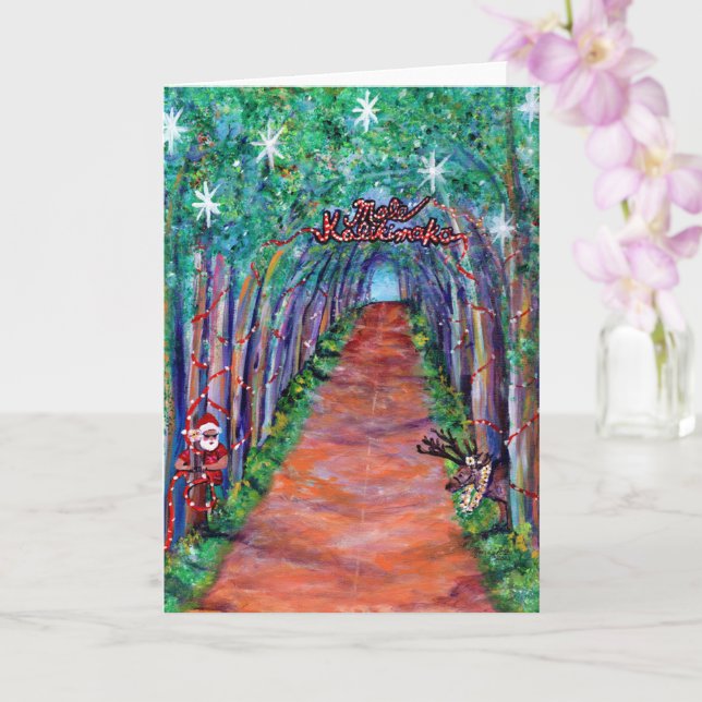 Kauai Tree Tunnel with Santa Mele Kalikimaka Card (Orchid)