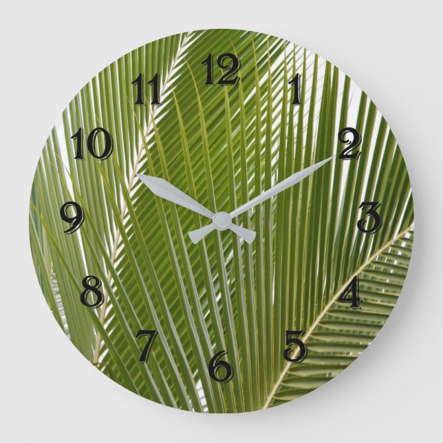 Kauai Tropical Palm Tree Leaves Large Clock (Front)