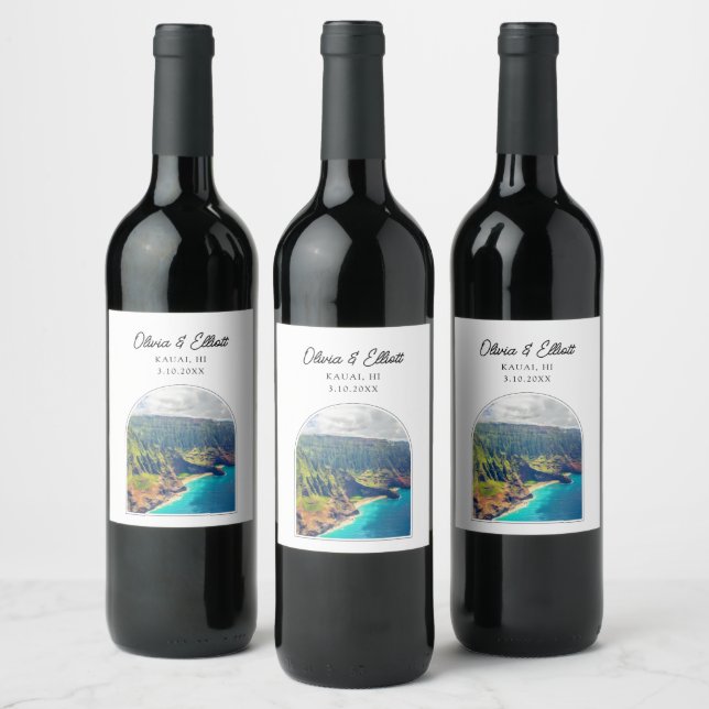 Kauai Wedding Wine Label (Bottles)