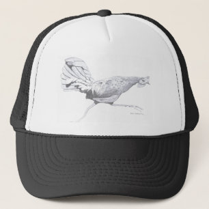 Kauai's rooster running. trucker hat