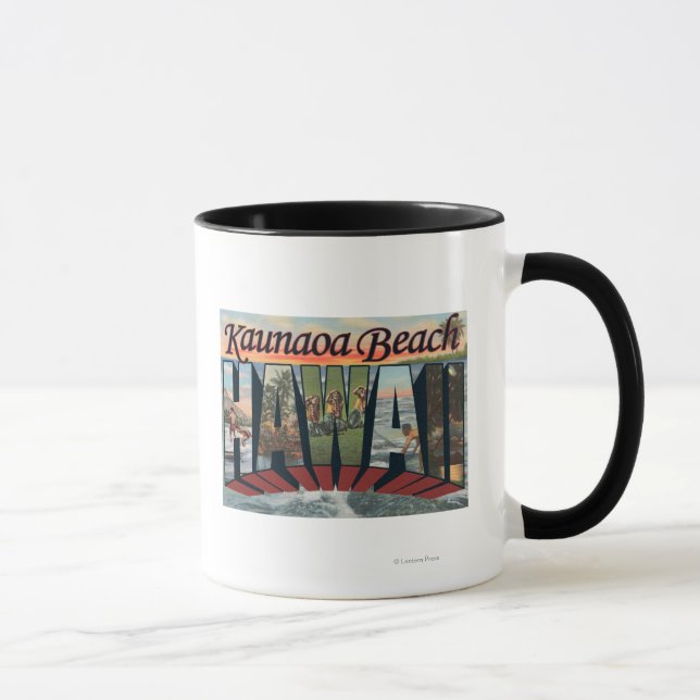 Kaunaoa Beach, Hawaii - Large Letter Scenes Mug (Right)