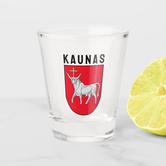 Kaunas coat of arms, Lithuania Shot Glass (Front)