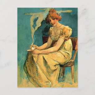 Kava By Alphonse (Alfons) Mucha ~ Art Nouveau Postcard
