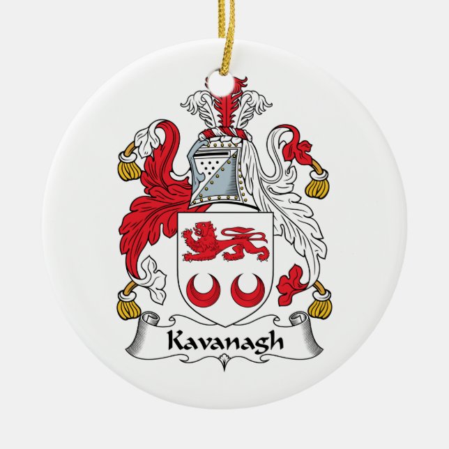 Kavanagh Family Crest Ceramic Tree Decoration (Front)
