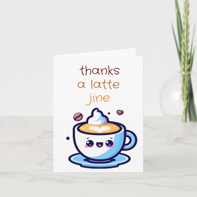 kawai  A Latte Coffee Thank You Cards (Front)