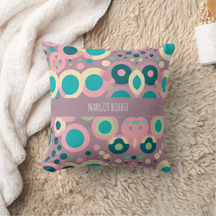 Kawai Circle Pink Navy Isometric Pattern Cushion