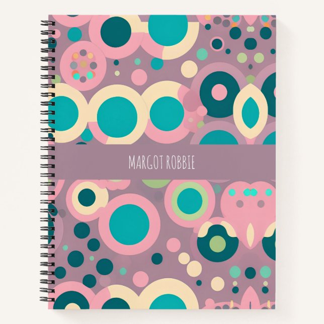 Kawai Circle Pink Navy Isometric Pattern Notebook (Front)
