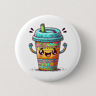 Kawai Coffee 6 Cm Round Badge