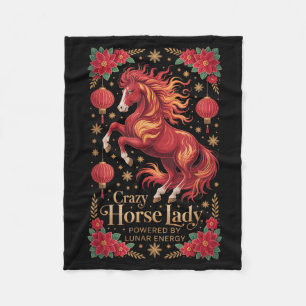 Kawaii 2026 Crazy Horse Lady Powered Lunar Energy Fleece Blanket