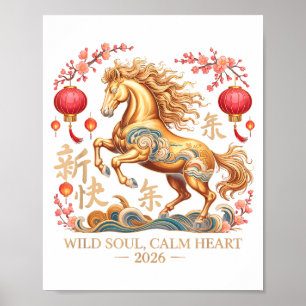 Kawaii 2026 Horse Lady Crazy Wild Soul Calm Heart Poster