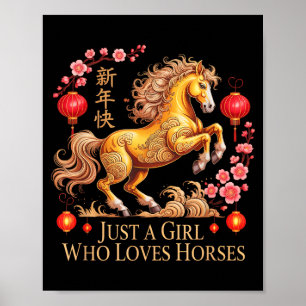 Kawaii 2026 Just Girl Who Loves Horses Zodiac Cowg Poster