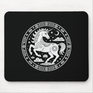 Kawaii 2026 Unicorn Year Of The Horse Zodiac Girl Mouse Pad