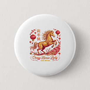 Kawaii 2026 Year Of Crazy Horse Lady Since 26 Fort 6 Cm Round Badge