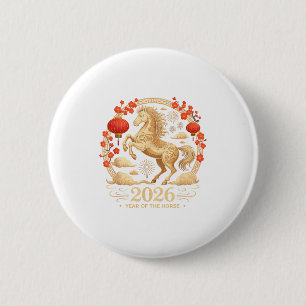 Kawaii 2026 Year Of The Horse Fortune Lady Lunar L 6 Cm Round Badge