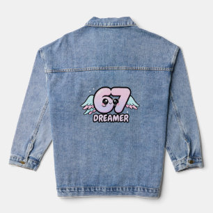 Kawaii "67 Dreamer" – Cute Pastel Angel Number  Denim Jacket