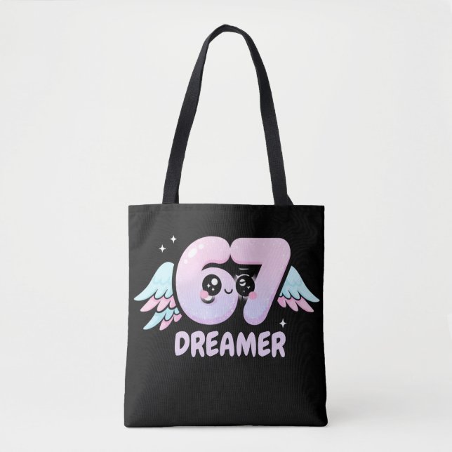 Kawaii "67 Dreamer" – Cute Pastel Angel Number  Tote Bag (Front)