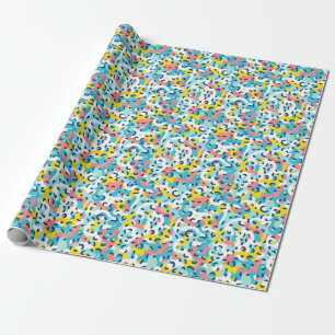 Kawaii Abstract Neon Jaguar Cheetah Leopard Print Wrapping Paper