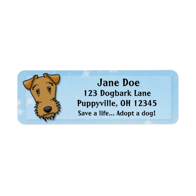 Kawaii Airedale Terrier Return Address Label (Front)