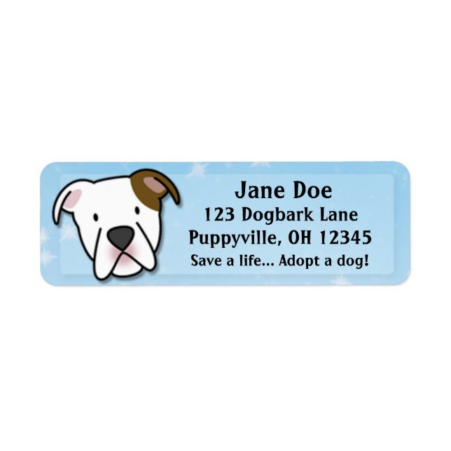 Kawaii American Bulldog Return Address Label (Front)
