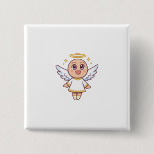 kawaii angel 15 cm square badge