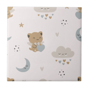 Kawaii Angel Cats & Clouds (2) Ceramic Tile