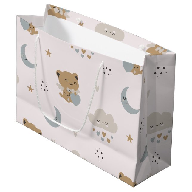 Kawaii Angel Cats & Clouds (2) Large Gift Bag (Front Angled)