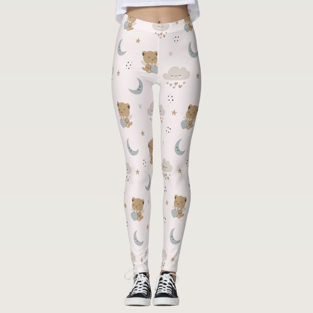 Kawaii Angel Cats & Clouds (2) Leggings (Front)