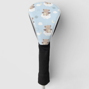 Kawaii Angel Cats on Clouds Pattern Golf Head Cover