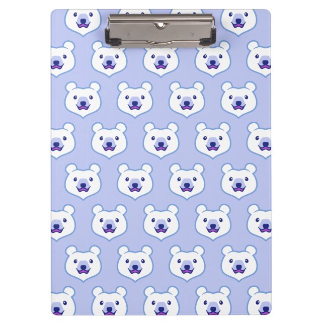 Kawaii Animal Lover Cartoon Polar Bear Clipboard (Front)