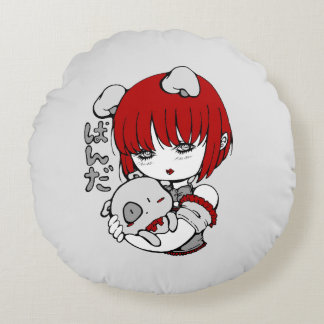 kawaii animal manga girl round cushion