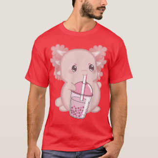 Kawaii Anime Axolotl Boba Bubble Tea Women Men Boy T-Shirt