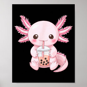Kawaii Anime Axolotl Boba Poster