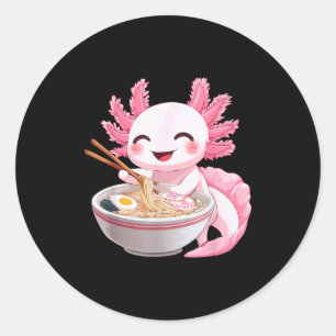 Kawaii Anime Axolotl Ramen Classic Round Sticker