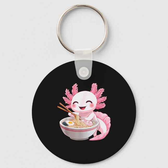 Kawaii Anime Axolotl Ramen  Key Ring (Front)