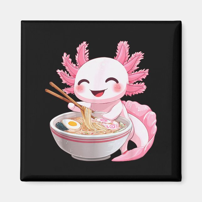 Kawaii Anime Axolotl Ramen  Magnet (Front)