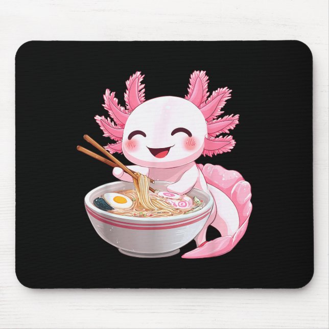 Kawaii Anime Axolotl Ramen  Mouse Pad (Front)
