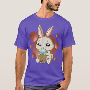 Kawaii Anime Bunny Drinking Boba Bubble Tea Rabbit T-Shirt