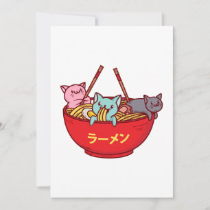Kawaii Anime Cat Funny Adorable Japanese Ramen Holiday Card