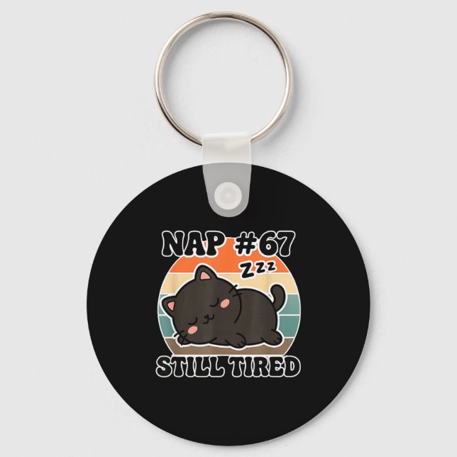 Kawaii Anime Cat Nap 67 Quote 6 7 Meme Graphic Tee Key Ring (Front)