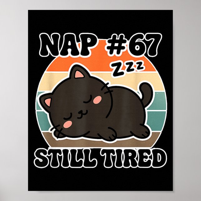 Kawaii Anime Cat Nap 67 Quote 6 7 Meme Graphic Tee Poster (Front)