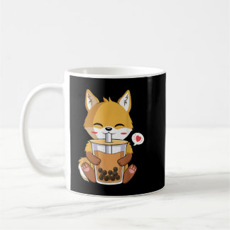 Kawaii Anime Fox Drinking Boba Bubble Tea Lover  Coffee Mug