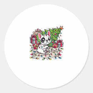 Kawaii Anime Frenchie Christmas Funny Dog Classic Round Sticker