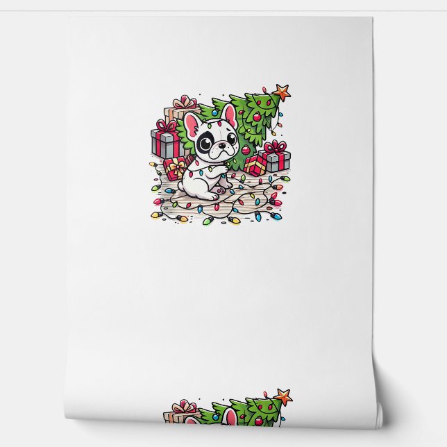 Kawaii Anime Frenchie Christmas Funny Dog  Wallpaper (Unrolling)