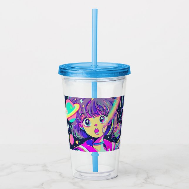 Kawaii Anime Girl Acrylic Tumbler (Front)