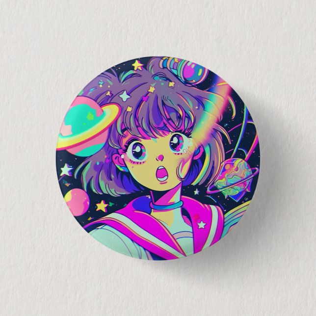 Kawaii Anime Girl Button (Front)
