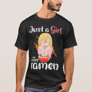 Kawaii Anime Girl Eating Ramen Japanese Noodle Ani T-Shirt