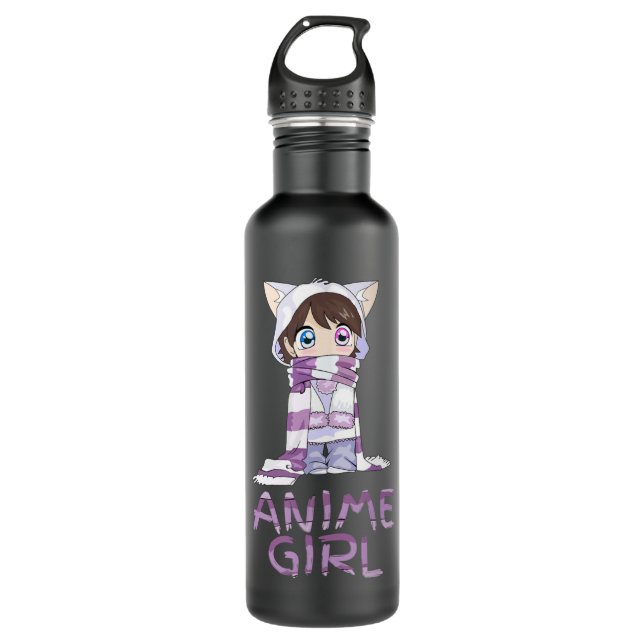 Kawaii Anime Girl Kawaii Clothes Cute Girl With Ki 710 Ml Water Bottle (Front)
