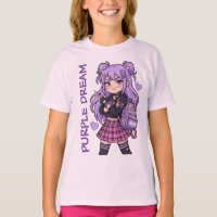 Kawaii Anime Girl Purple Dream T-Shirt